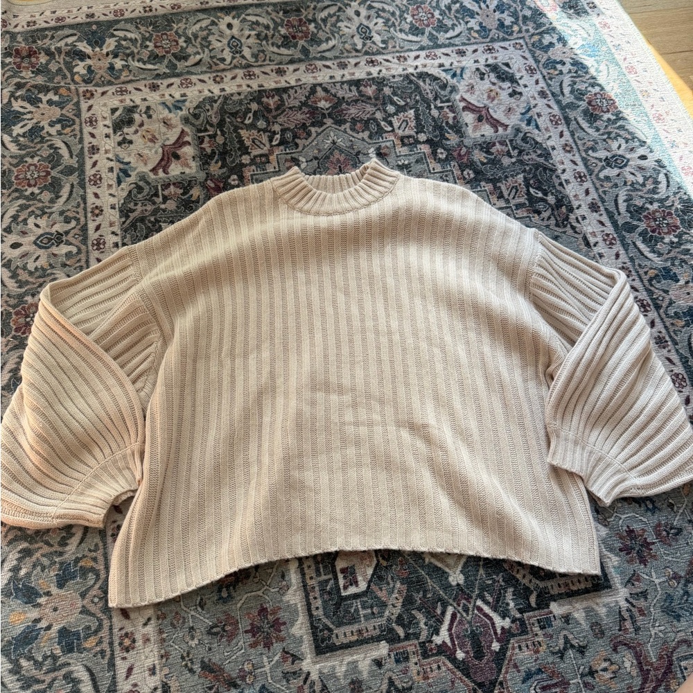 Princess Polly Cream Ribbed Sweater